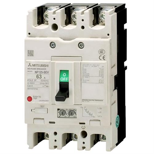 MCCB MITSUBISHI 3P 32-63A 36kA chỉnh dòng 0.5-1.0In ( NF125-SEV )